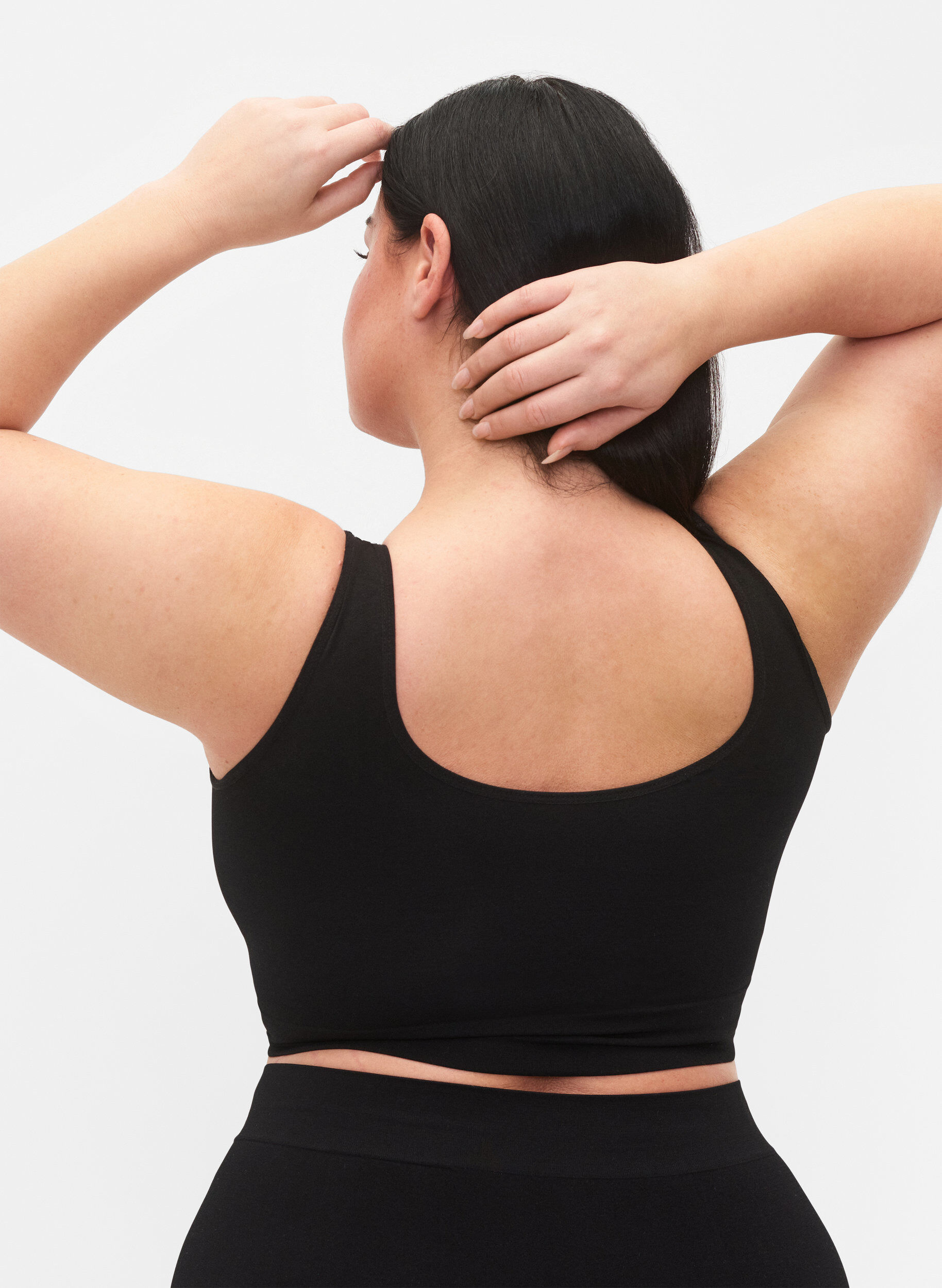 Zizzi Seamless bra with round neckline, Black, Model image number 1