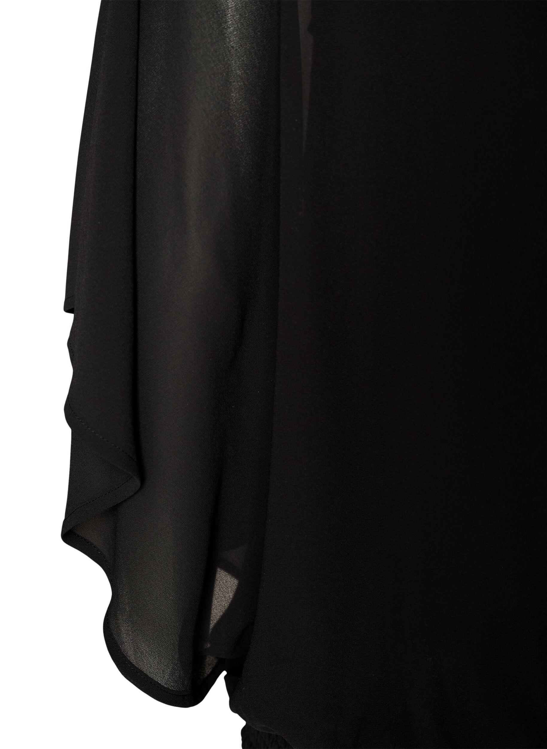 ZizziSzyfonowa bluzka z efektem balonu, Czarne, Packshot image number 3