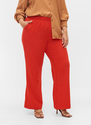 Rozszerzane spodnie z kieszeniami, Fiery Red, Model image number 3