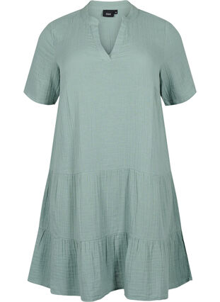 Sukienka z krótkim rekawem wykonana w 100 % z bawelny, Chinois Green, Packshot image number 0