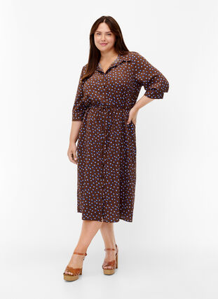 Flash - Koszulowa sukienka w kropki, Chicory Coffee AOP, Model image number 2