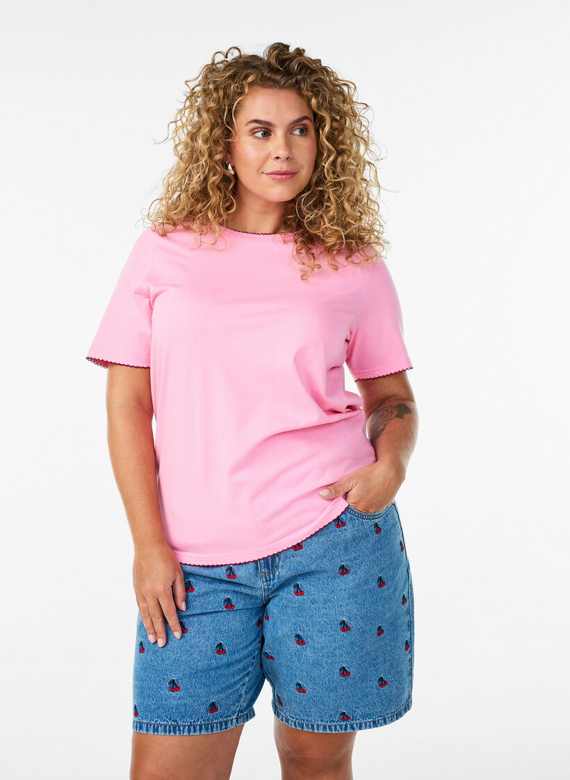 Naszyte szorty jeansowe, Niebieskie, Model image number 0