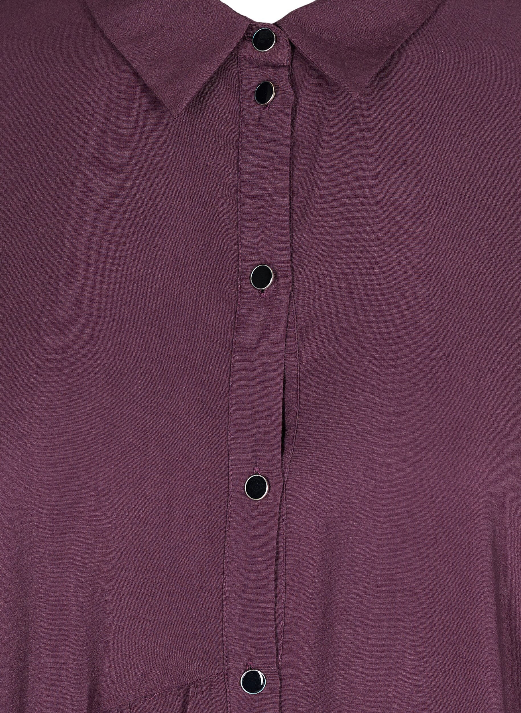Zizzi Solid-coloured, A-line shirt dress, Plum Perfect, Packshot image number 2