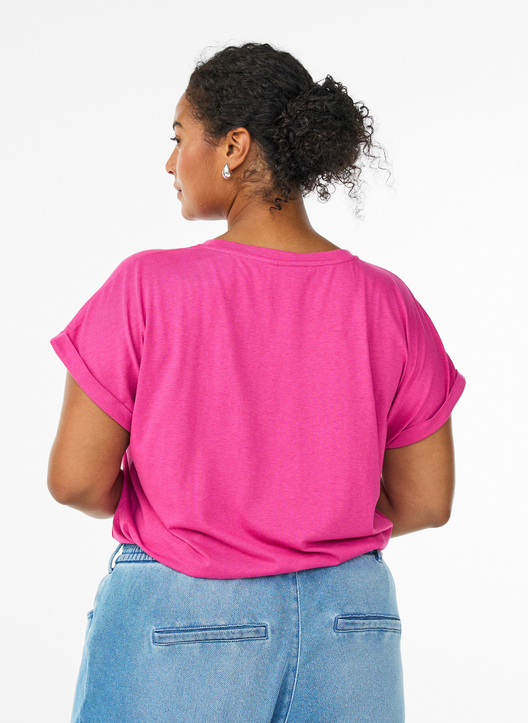ZizziT-shirt z kr&oacute;tkim rekawem z mieszanki bawelny, R&oacute;żowy, Model image number 2