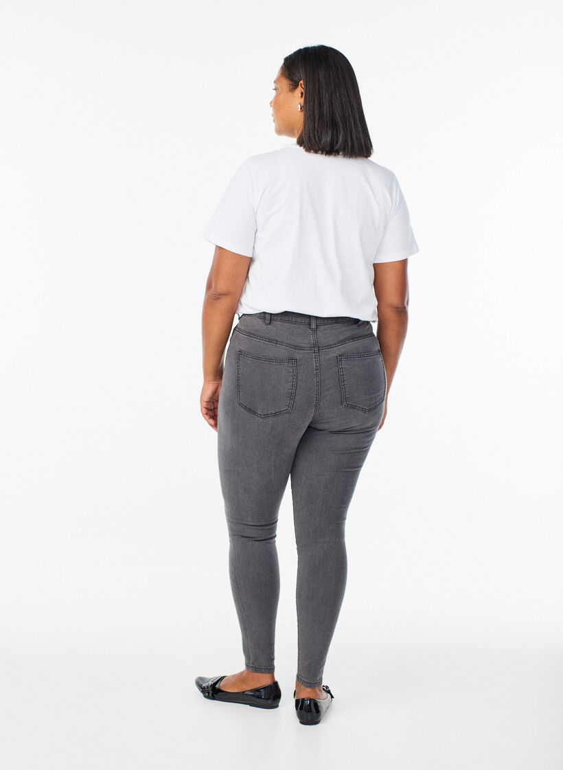 Jeansy super slim z wysokim stanem Amy, Szary, Model image number 1