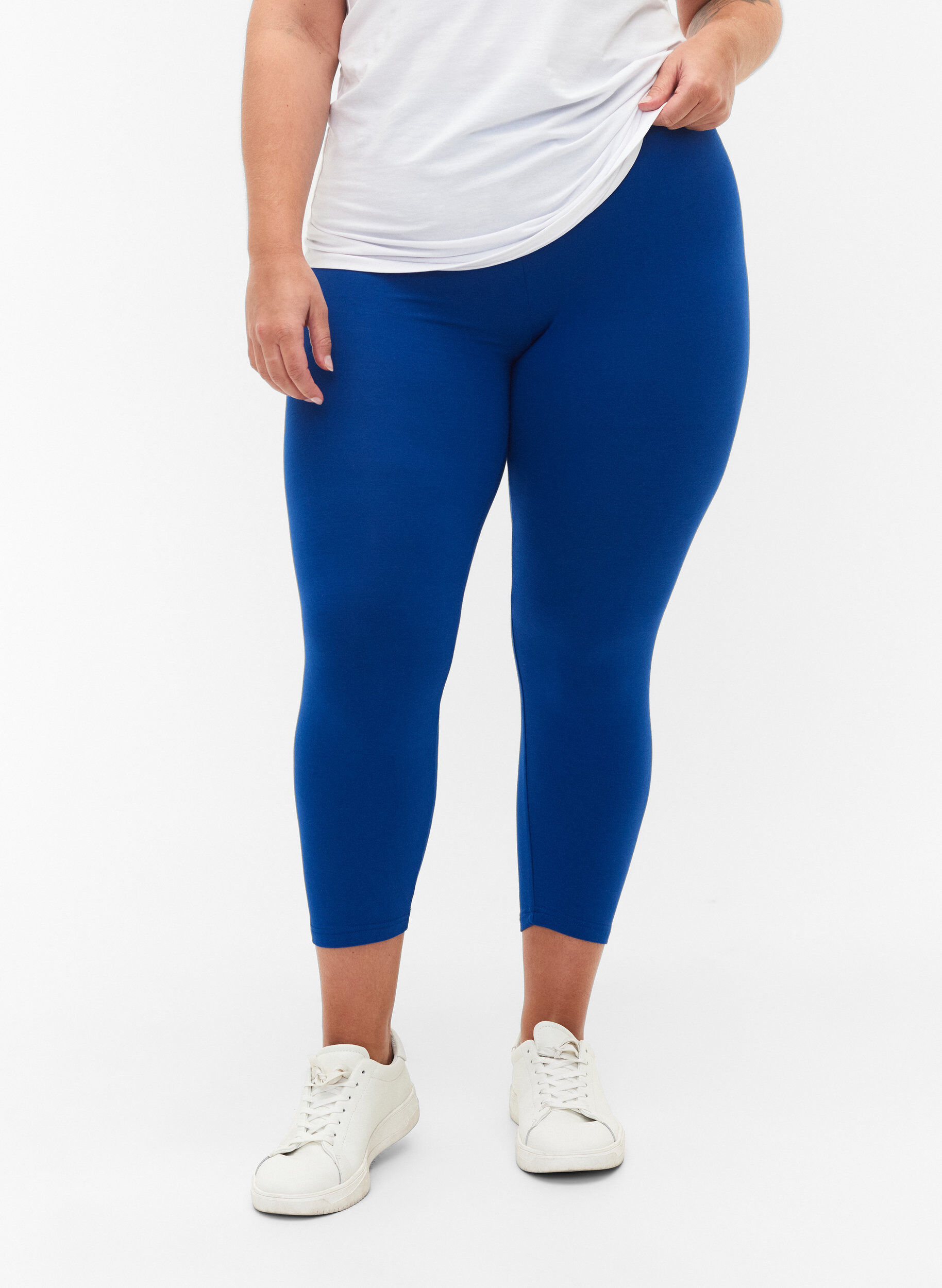 3/4-length wiskozowe legginsy w stylu basic, Niebieskie, Model