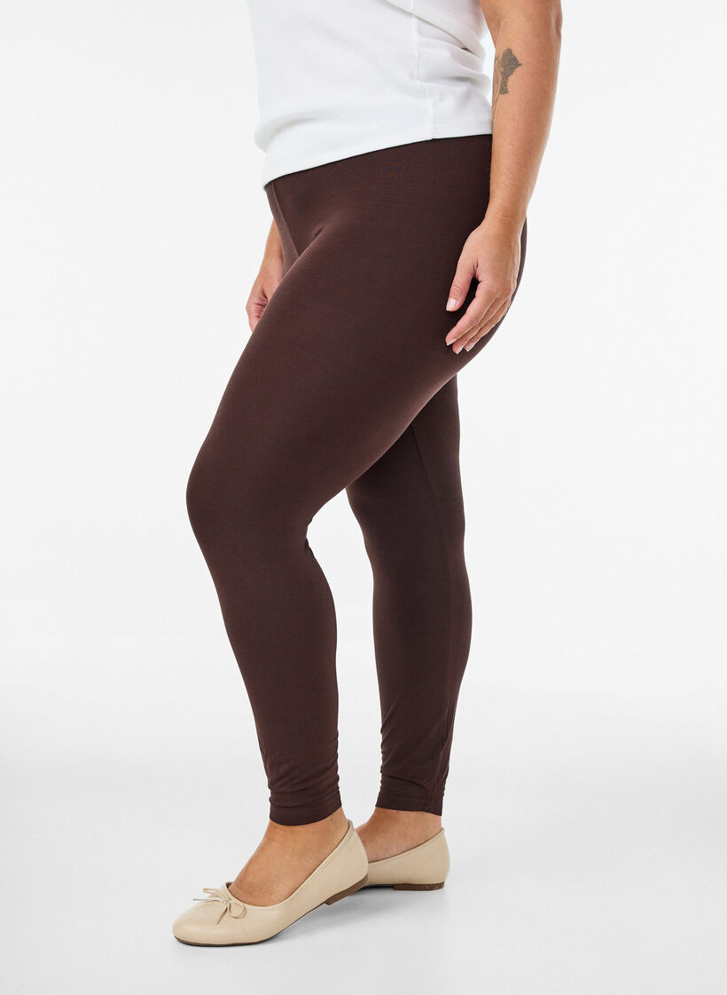 Legginsy z wiskozy w stylu basic, Brązowy, Model image number 0