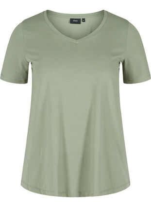 Koszulka typu basic z dekoltem w serek, Agave Green, Packshot image number 0