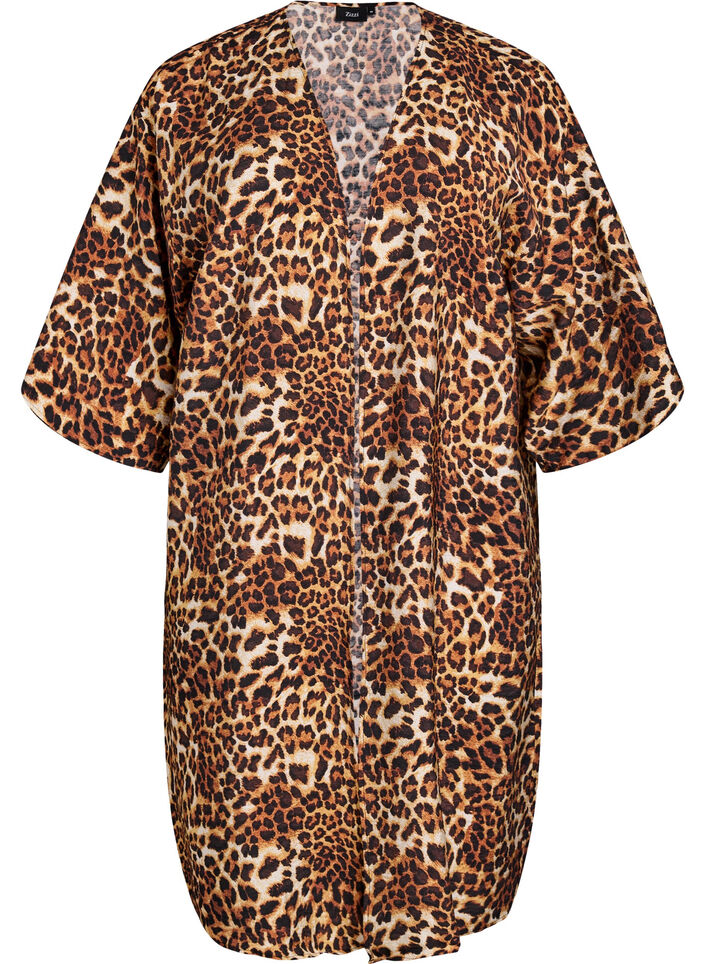 Kimono z wiskozy z rekawami 3/4, Brązowy, Packshot image number 0