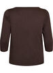 Basicowy T-shirt z dekoltem w l&oacute;dke i rekawami 3/4, Brązowy, Packshot image number 1