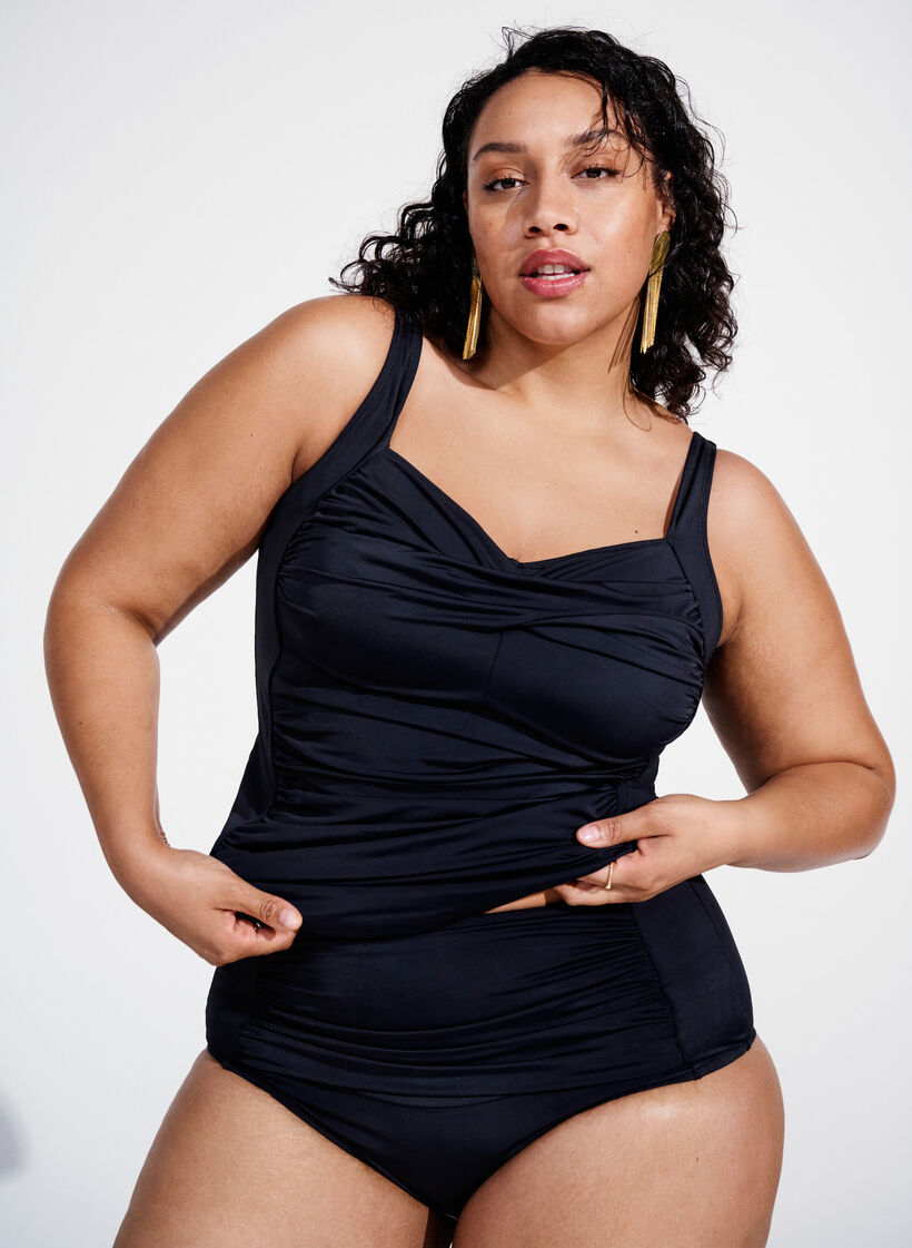 Tankini z drapowaniem, Czarne, Image image number 0