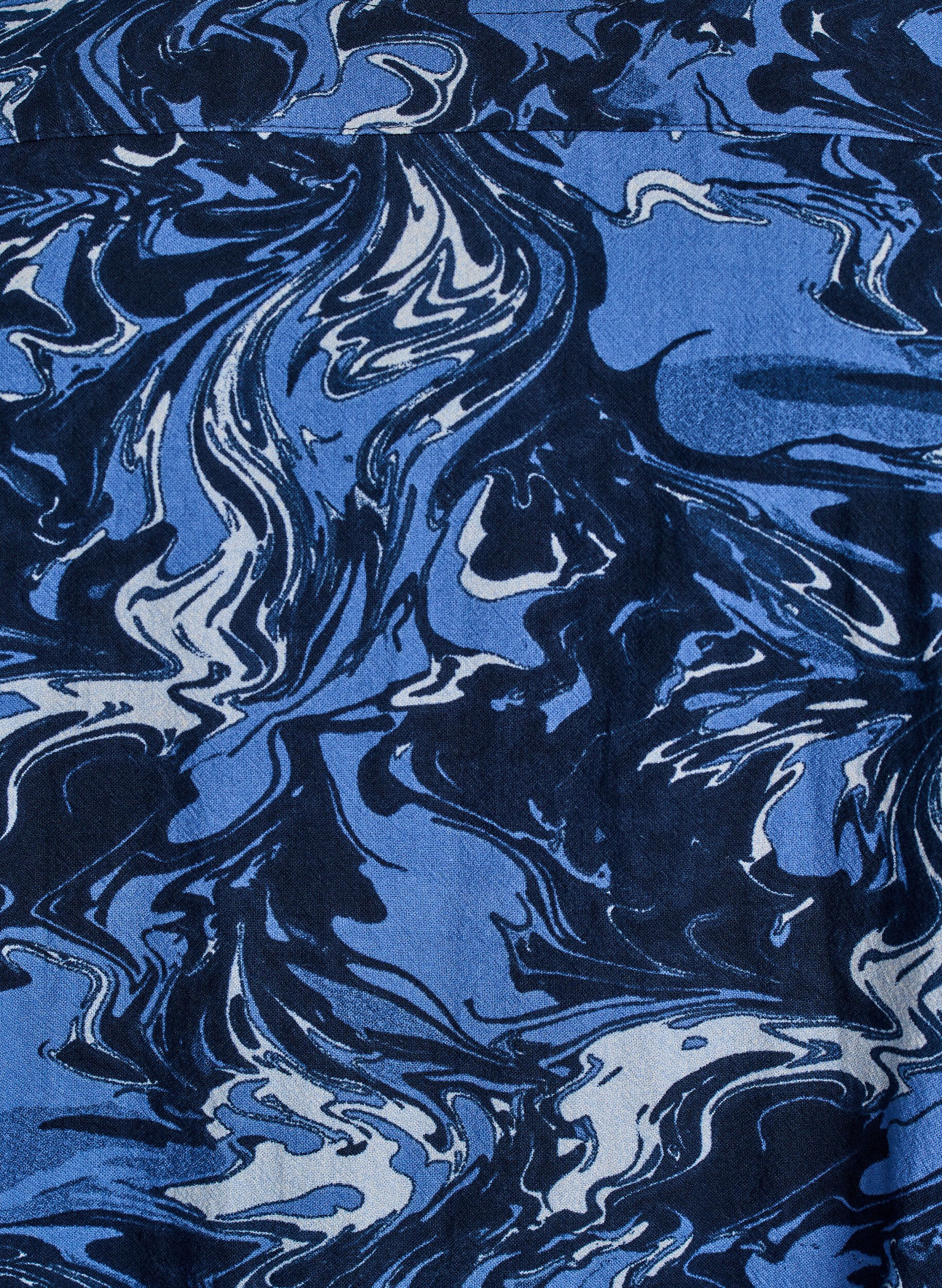 Zizzi Kr&oacute;tka bawelniana sukienka z elastycznym brzegiem i dlugimi rekawami, Niebieskie, Packshot image number 2