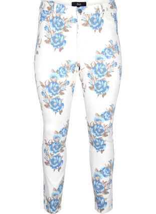 Bardzo waskie jeansy Amy z kwiatowym nadrukiem, White B.AOP, Packshot image number 0