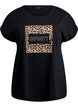 T-shirt z nadrukiem w panterke i tekstem, Black Leo, Packshot image number 0