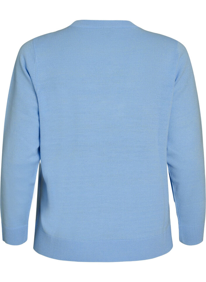 Dzianinowa bluzka ze swiatecznym motywem, Niebieskie, Packshot image number 1