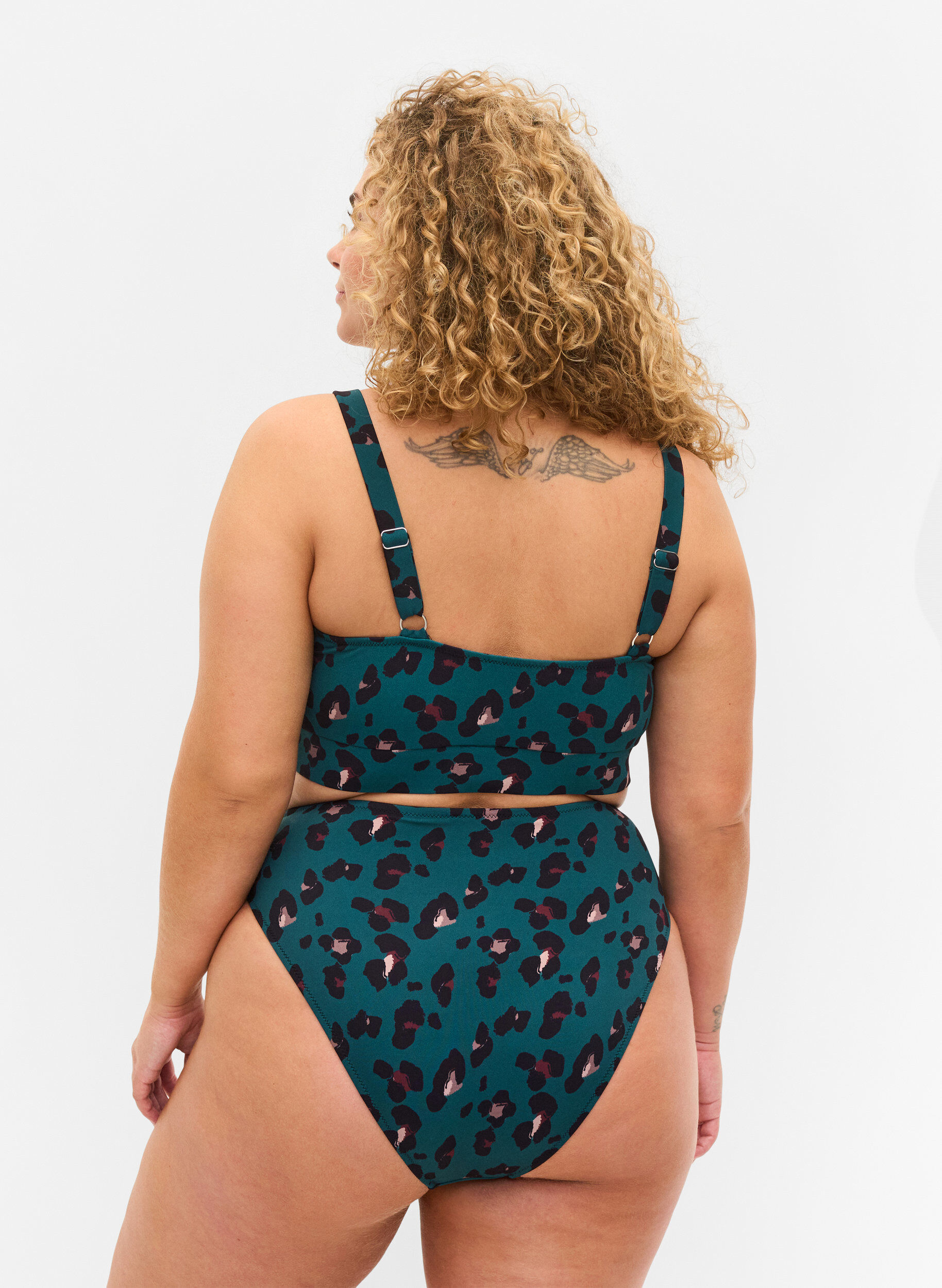 Zizzi D&oacute;l bikini z wysokim stanem, Teal Leopard, Model image number 1