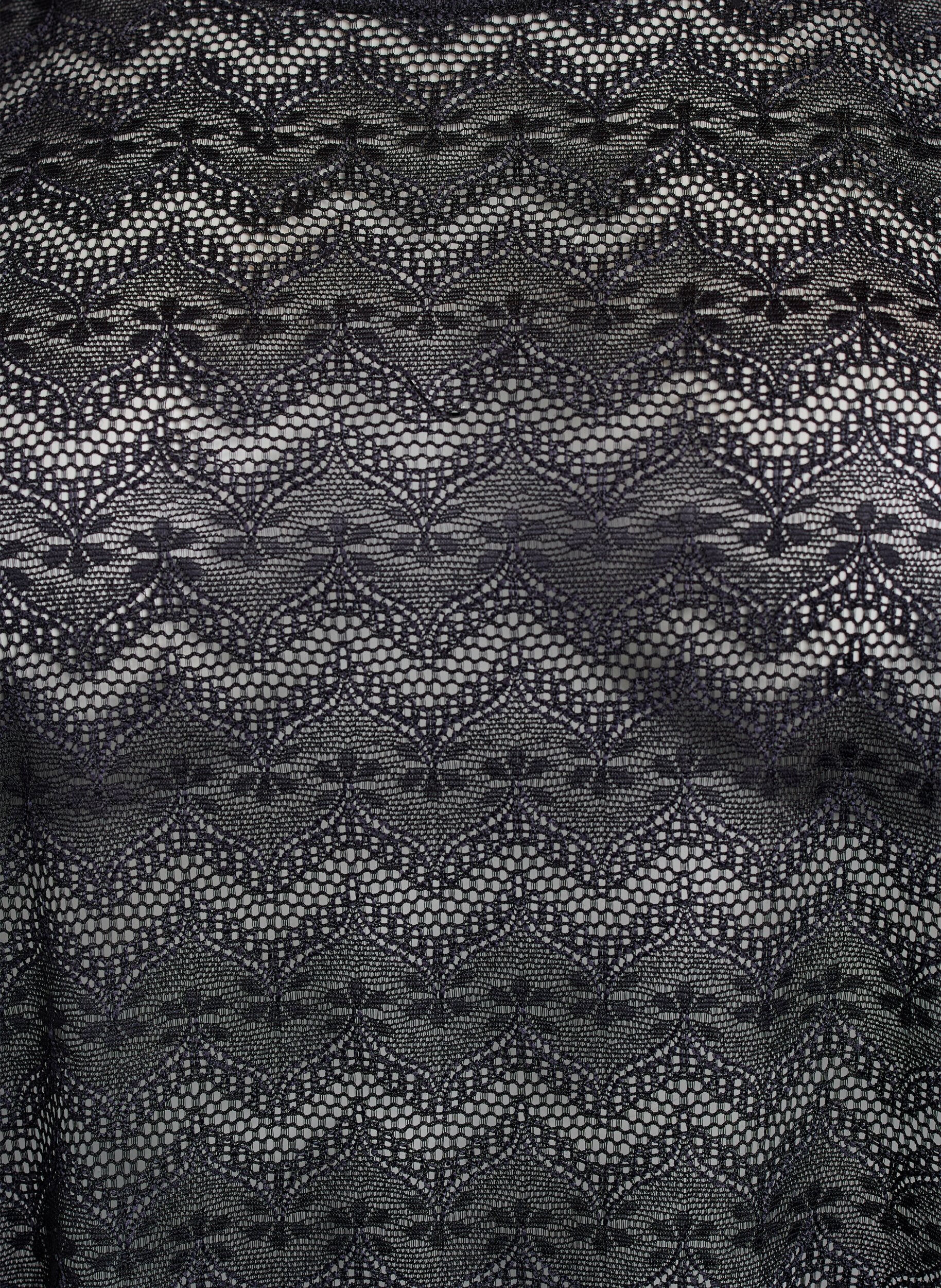 Zizzi Koronkowa bluzka z kr&oacute;tkimi rekawami i falistym dolem, Czarne, Packshot image number 2