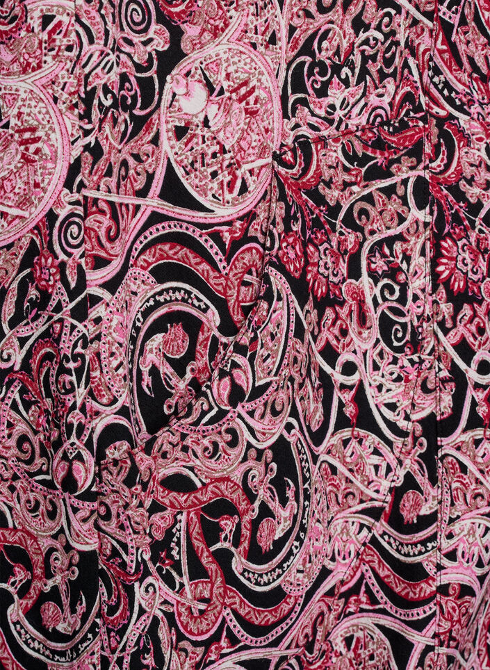 Bawelniana sukienka z nadrukiem i krótkimi rekawami, Czarne, Packshot image number 3