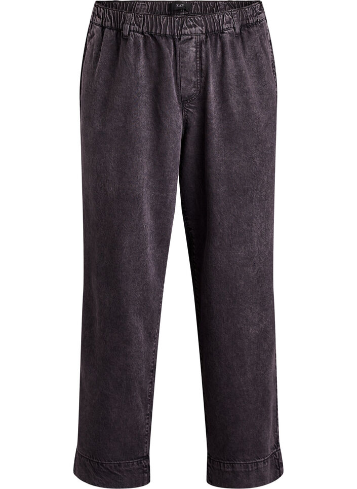 Szerokie jeansy z elastyczna gumka w talii, Szary, Packshot image number 0