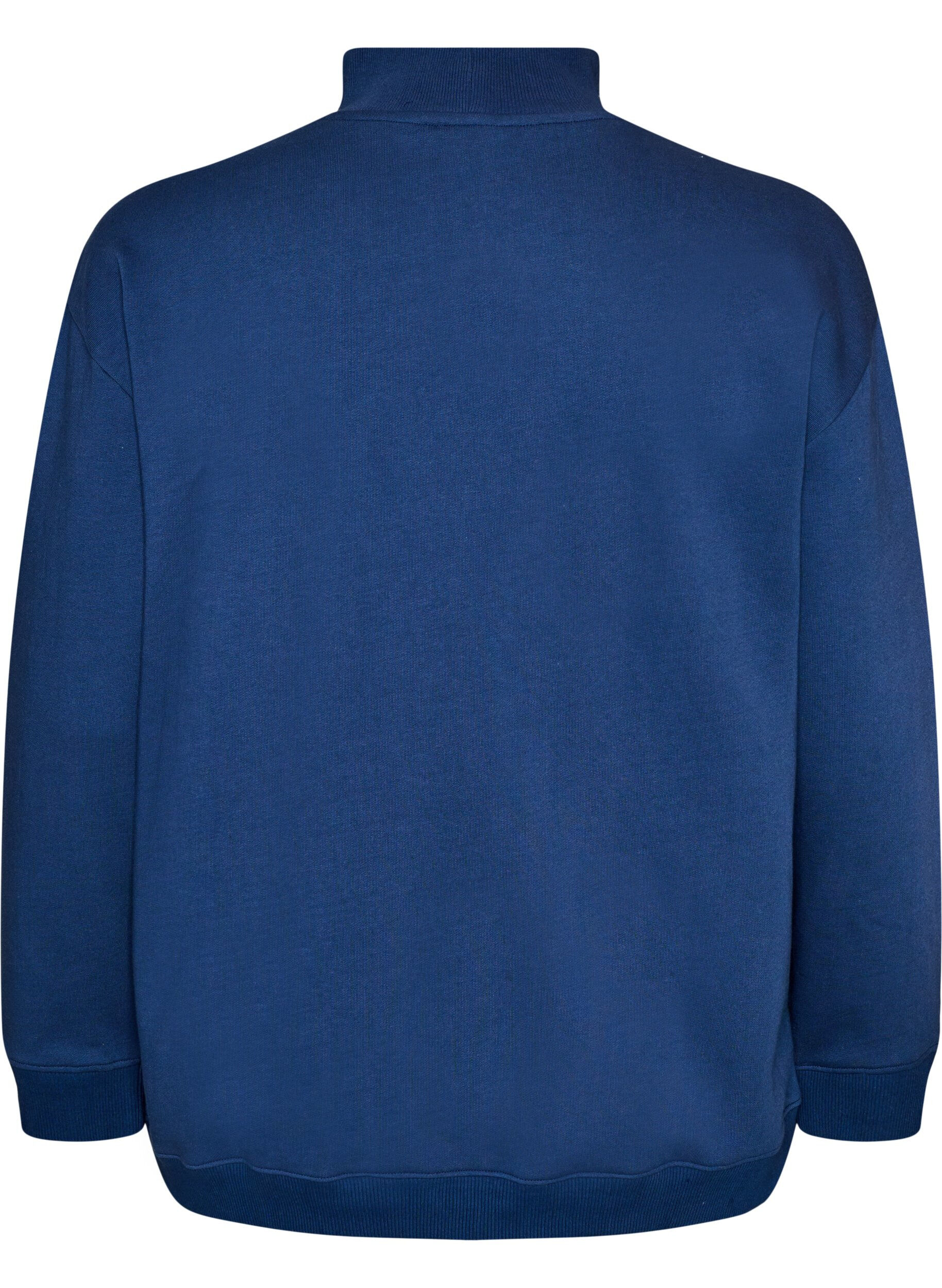 ZizziBluza z wysokim kolnierzem i sportowym motywem z przodu, Niebieskie, Packshot image number 1