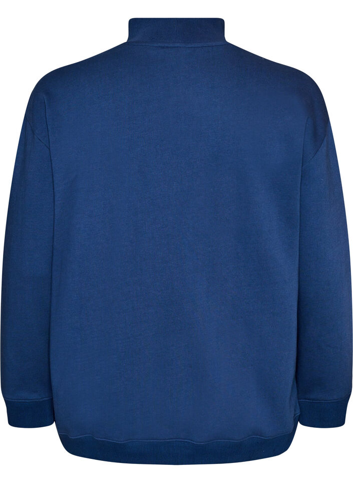 Bluza z wysokim kolnierzem i sportowym motywem z przodu, Niebieskie, Packshot image number 1