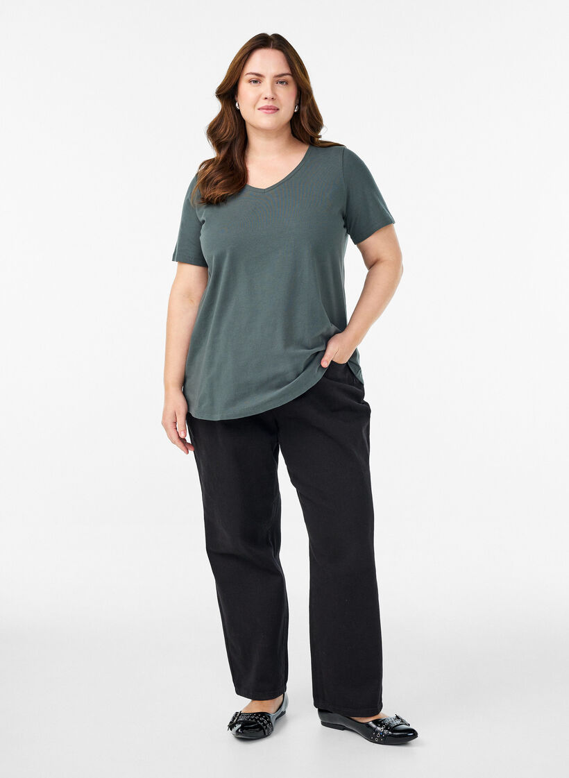 Podstawowa, gladka bawelniana koszulka, Zielony, Model image number 1