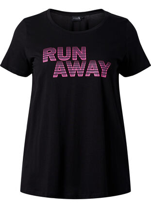 Sportowa koszulka z nadrukiem, Black w. Run Away, Packshot image number 0