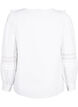 Bluzka z marszczeniami i koronkowym wykonczeniem, Biały, Packshot image number 1