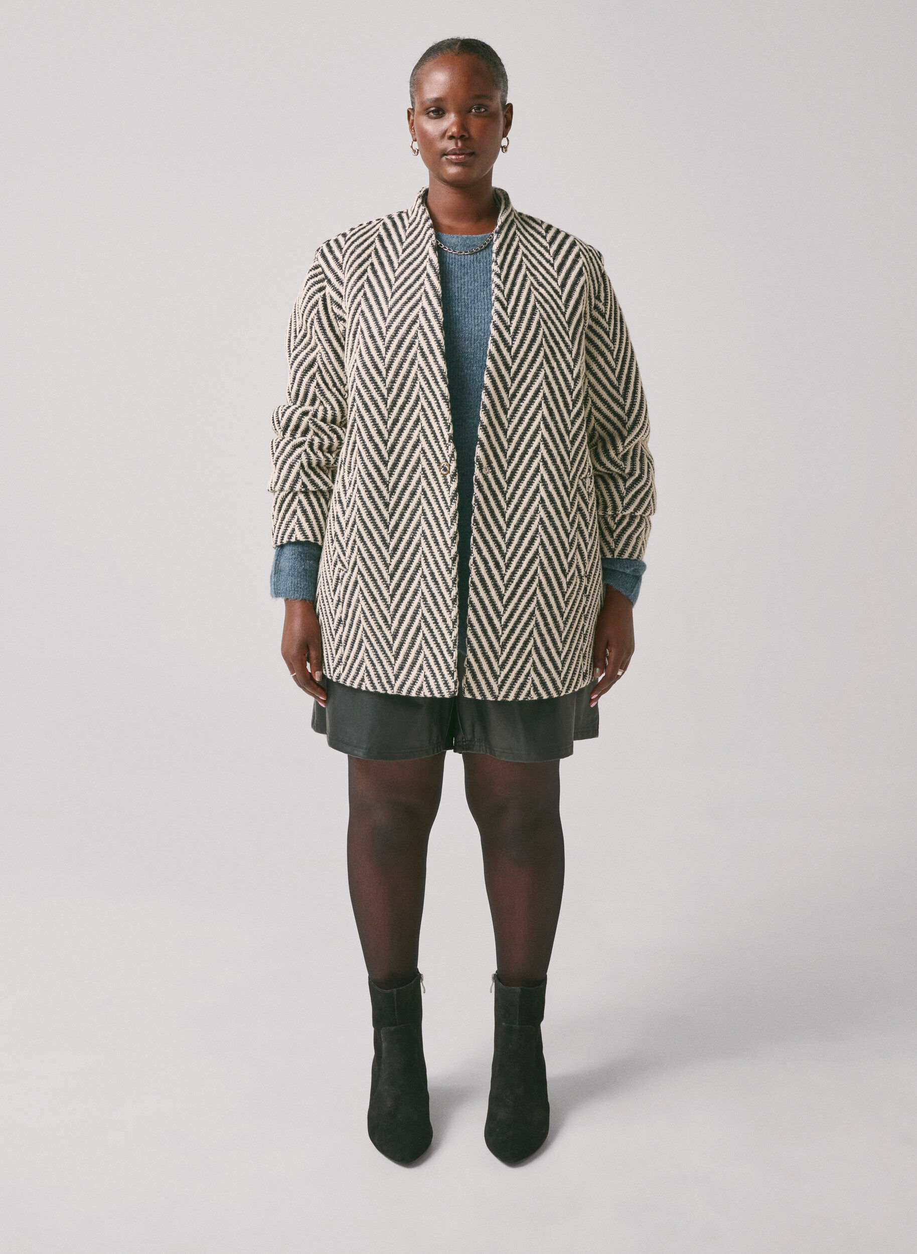 Zizzi Wzorzysta kurtka, Black w. White, Image image number 1