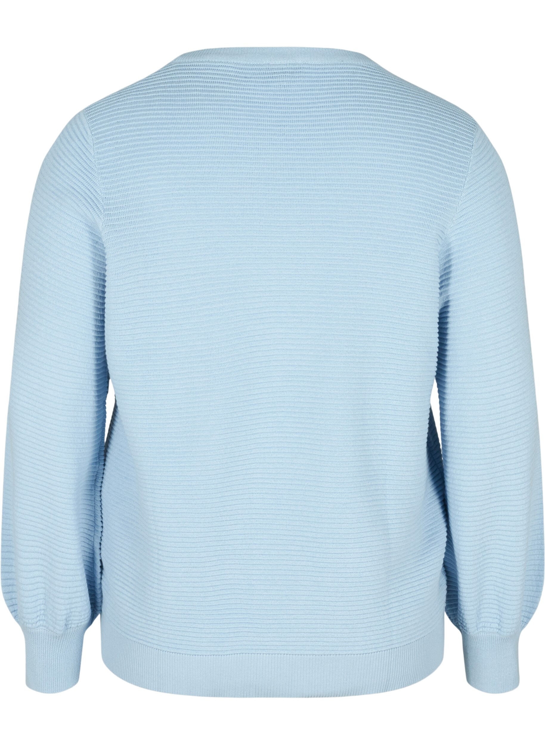 Zizzi Long-sleeved knitted blouse in organic cotton, Chambray Blue, Packshot image number 1