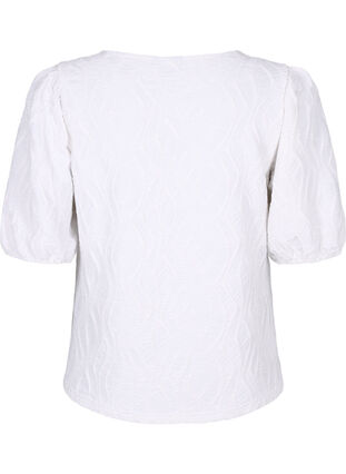 Bluzka z tekstura i krótkimi rekawami, Bright White, Packshot image number 1