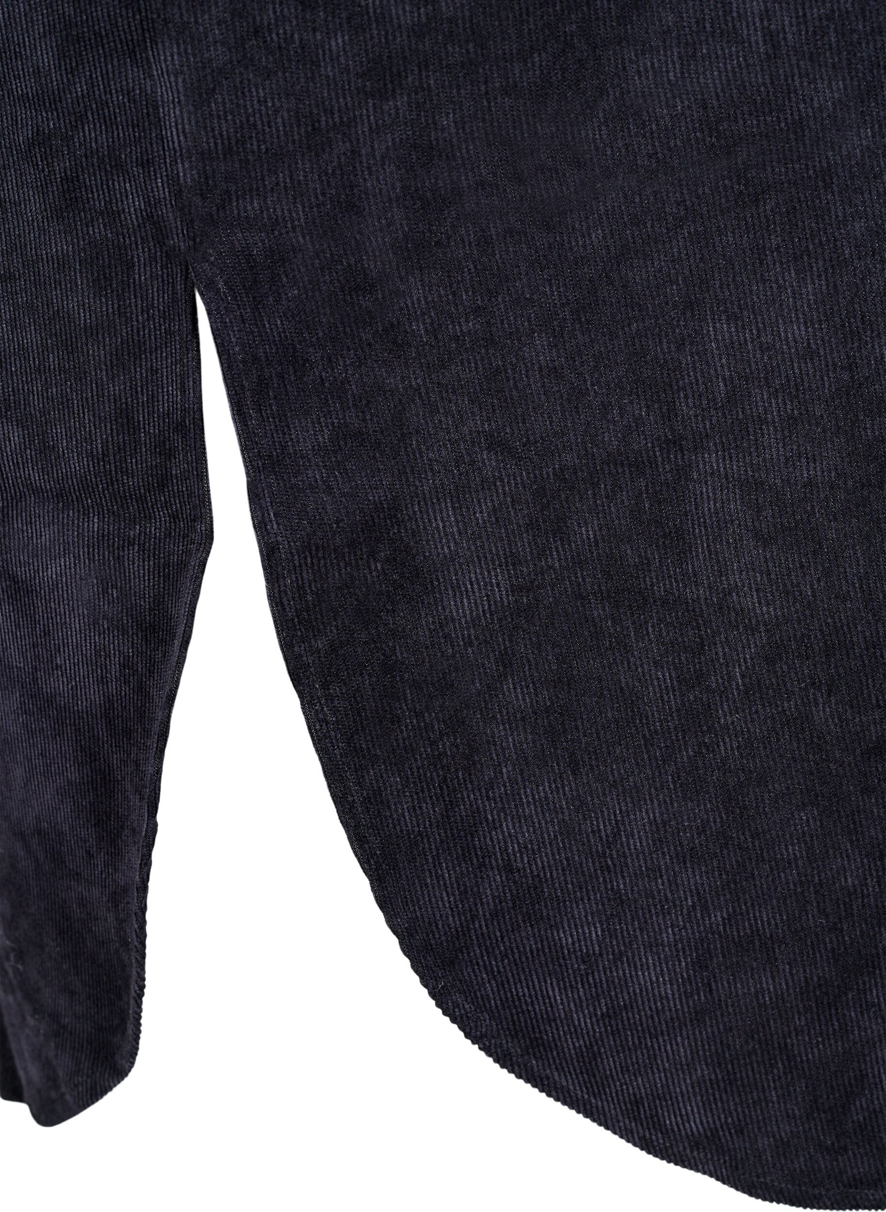 Zizzi Dluga sztruksowa sukienka koszulowa z guzikami, Black, Packshot image number 3