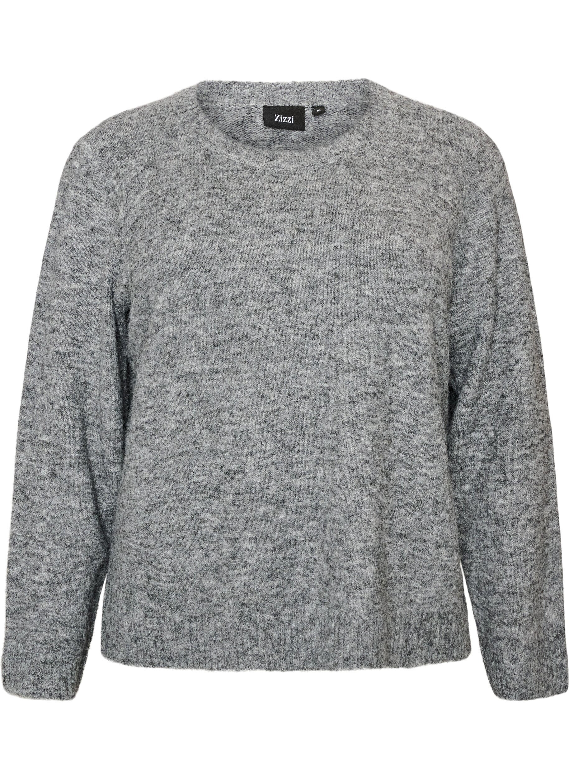 ZizziLuzny sweter z okraglym dekoltem, Szary, Packshot image number 0