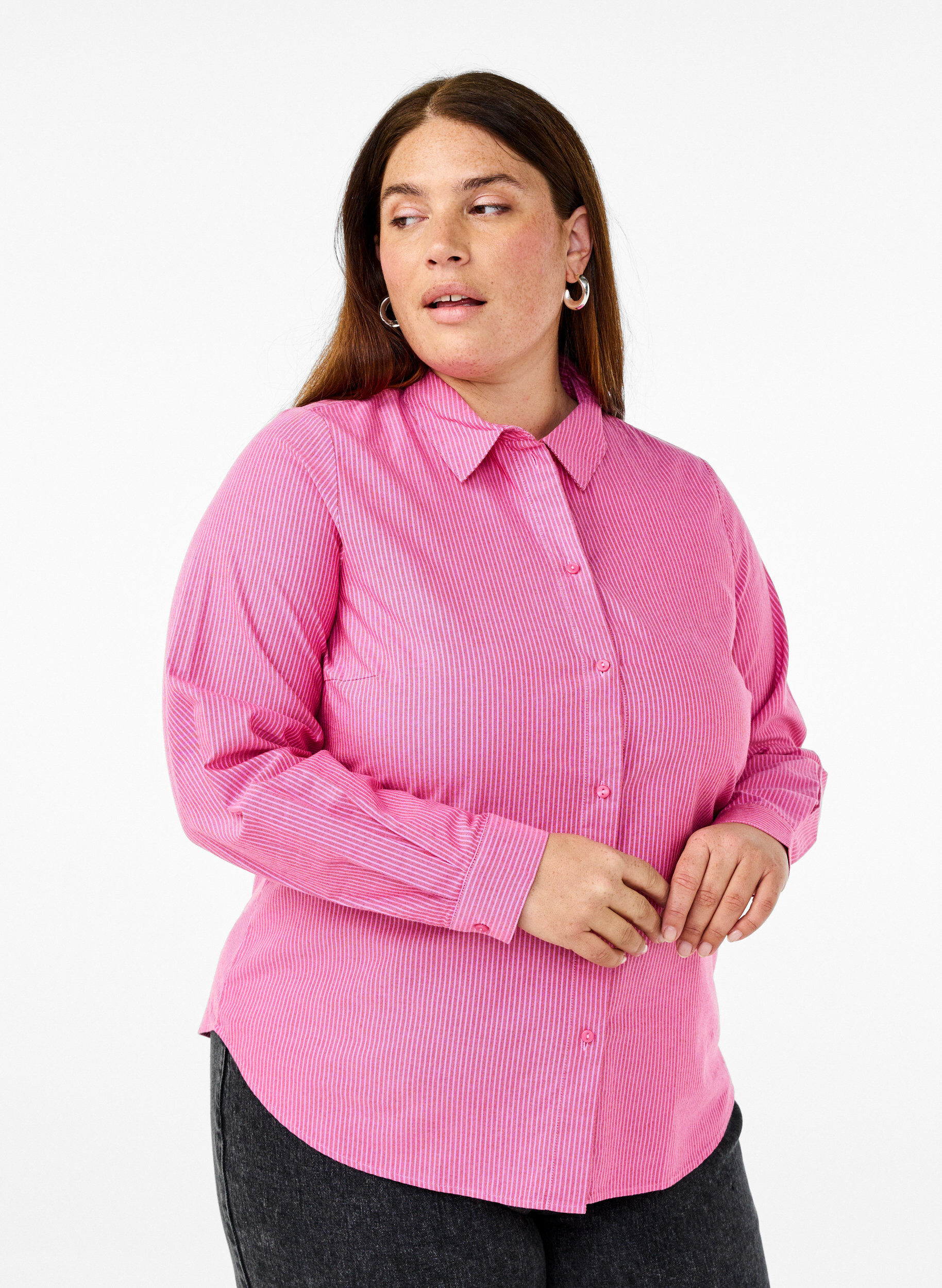 Zizzi Bawelniana koszula z dlugim rekawem, Czerwony, Model image number 0