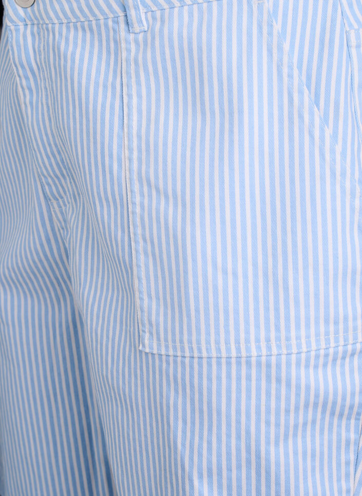 Bermudy z wysokim stanem w paski, Niebieskie, Packshot image number 2