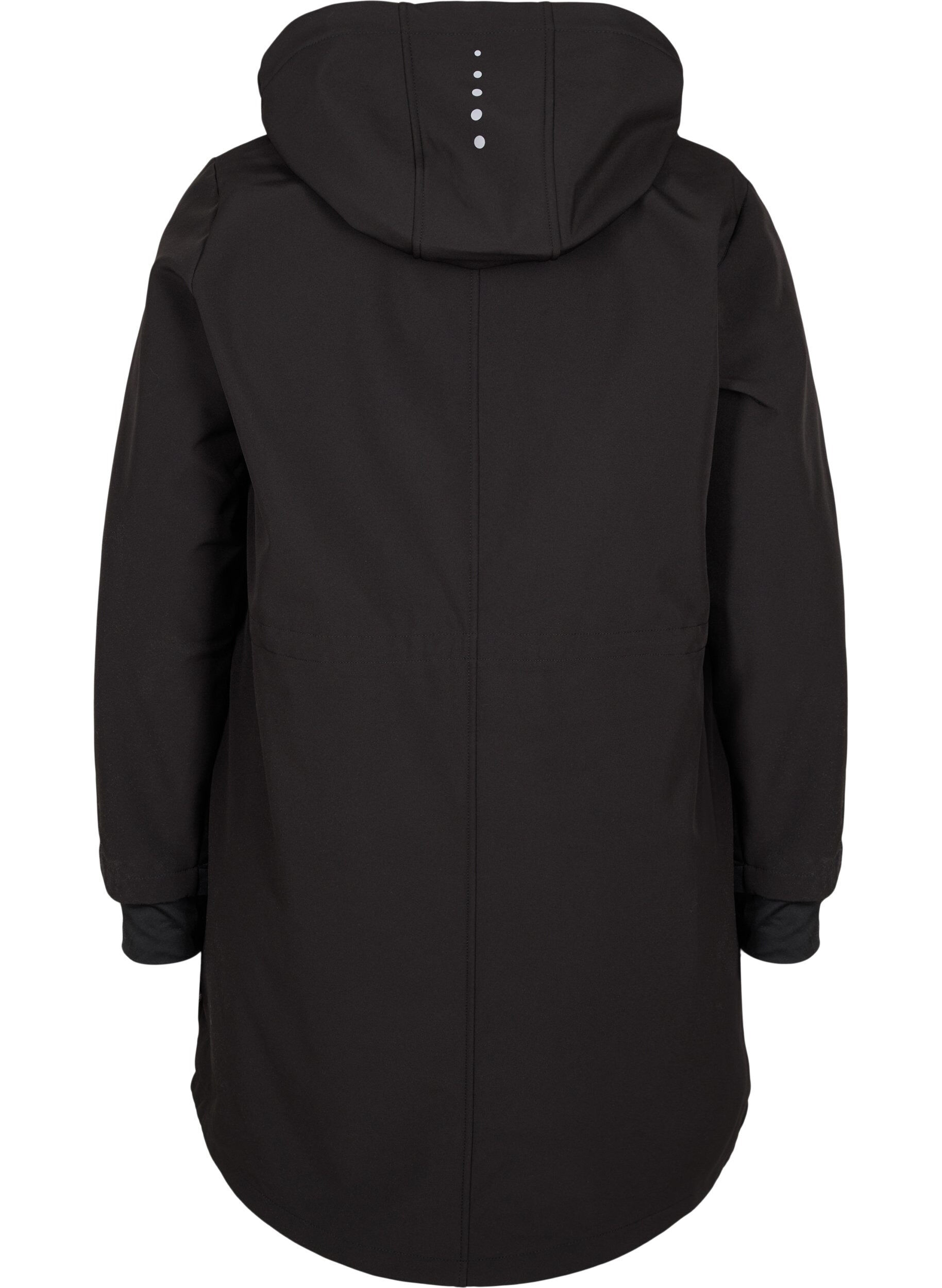 Zizzi Softshell jacket with fleece, Black Solid, Packshot image number 1