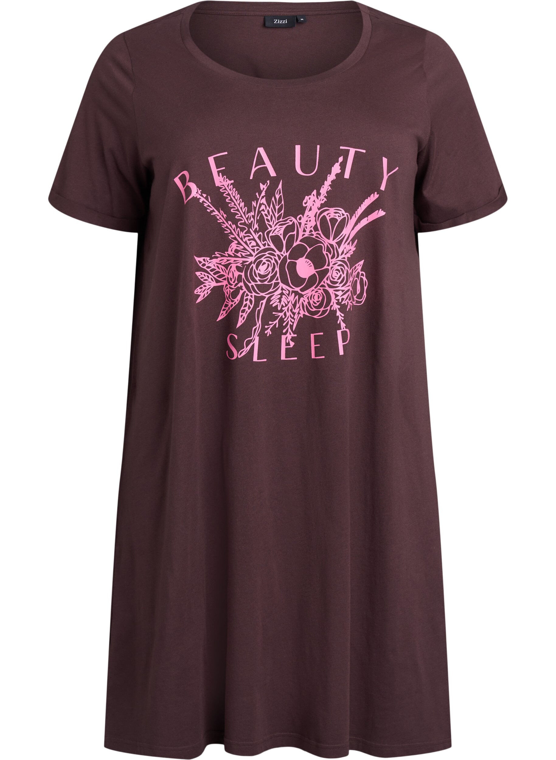 ZizziKoszula nocna z kr&oacute;tkim rekawem, wykonana z bawelny organicznej, Brązowy, Packshot image number 0