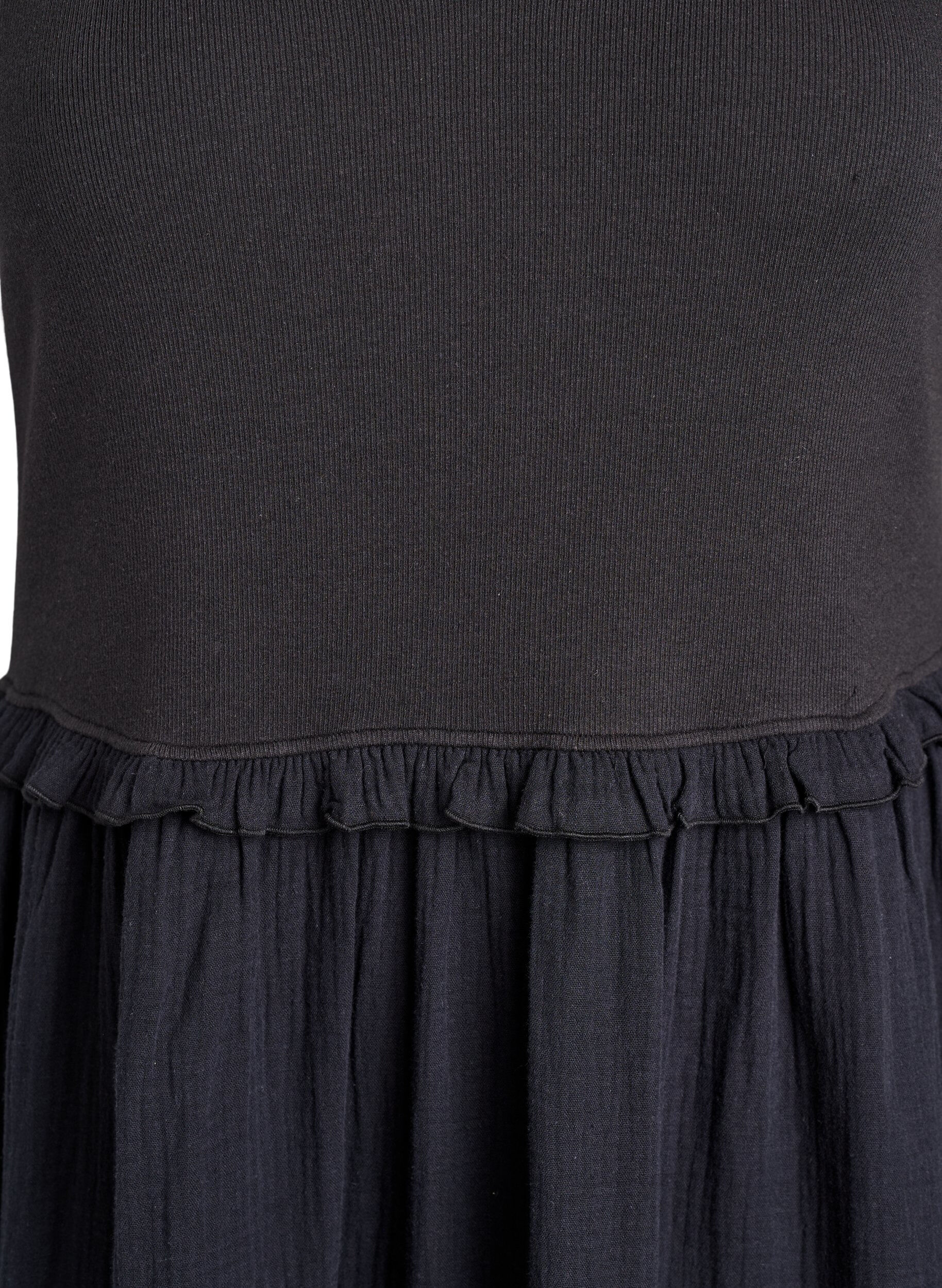 ZizziKoszula midi z bawelny bez rekaw&oacute;w z lam&oacute;wka i muslinem, Czarne, Packshot image number 2