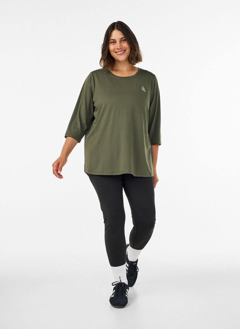 Sportowy top z rekawami 3/4, Zielony, Model image number 1