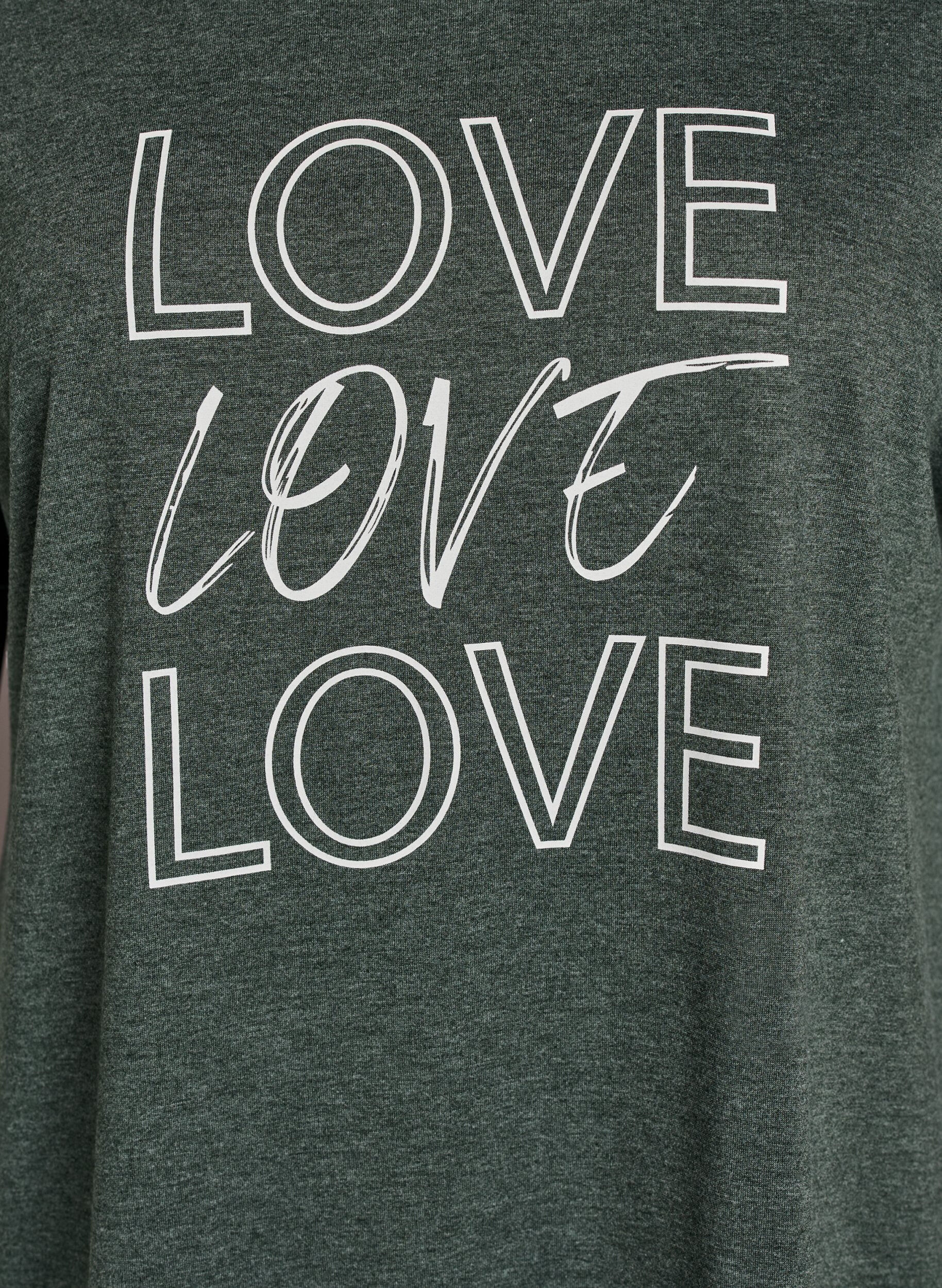 Zizzi Koszula nocna z kr&oacute;tkim rekawem i nadrukiem tekstowym, Zielony, Packshot image number 2