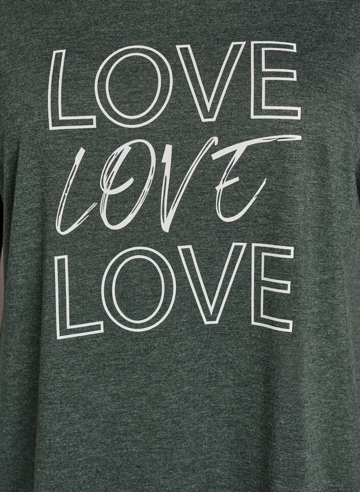 Koszula nocna z kr&oacute;tkim rekawem i nadrukiem tekstowym, Zielony, Packshot image number 2