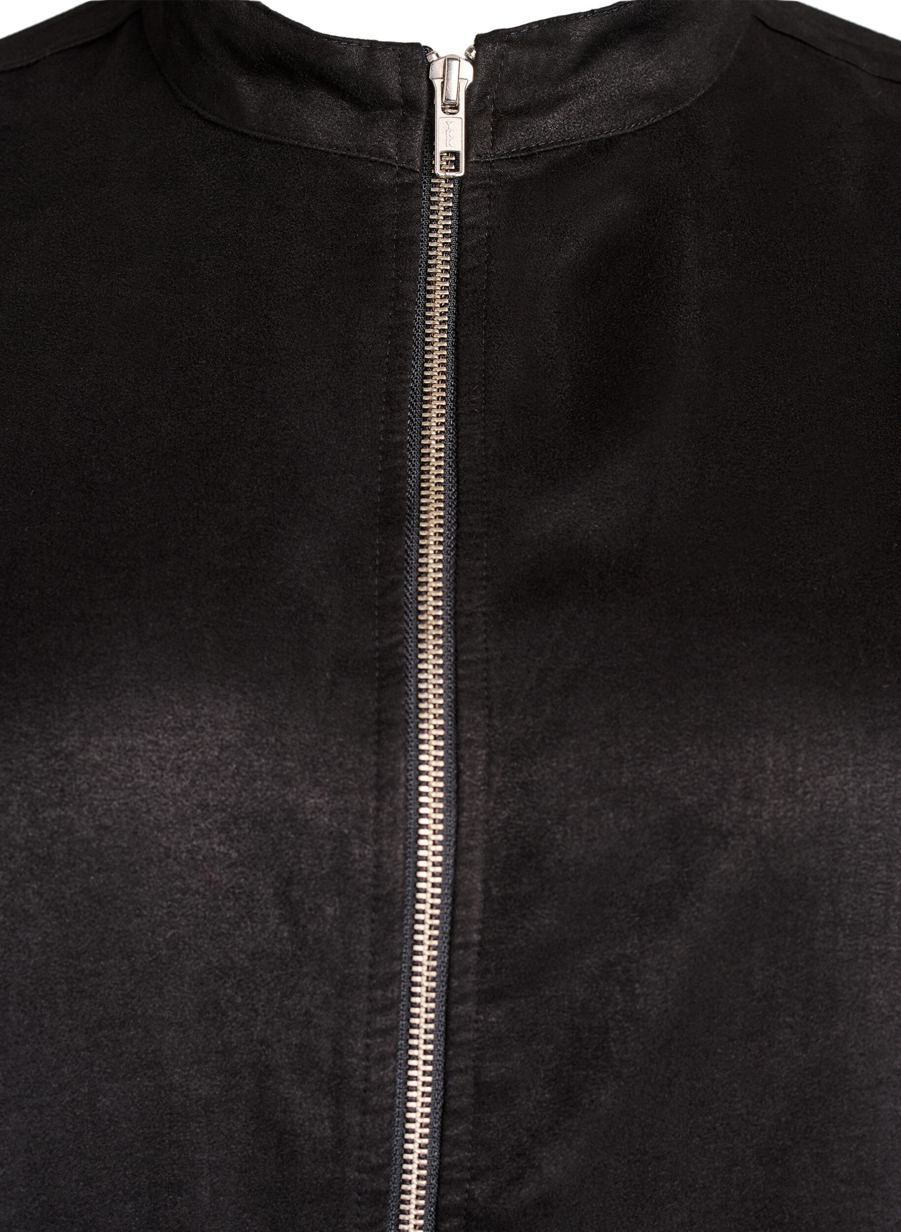 Zizzi Dluga koszula z imitacji zamszu z zamkiem, Czarne, Packshot image number 2