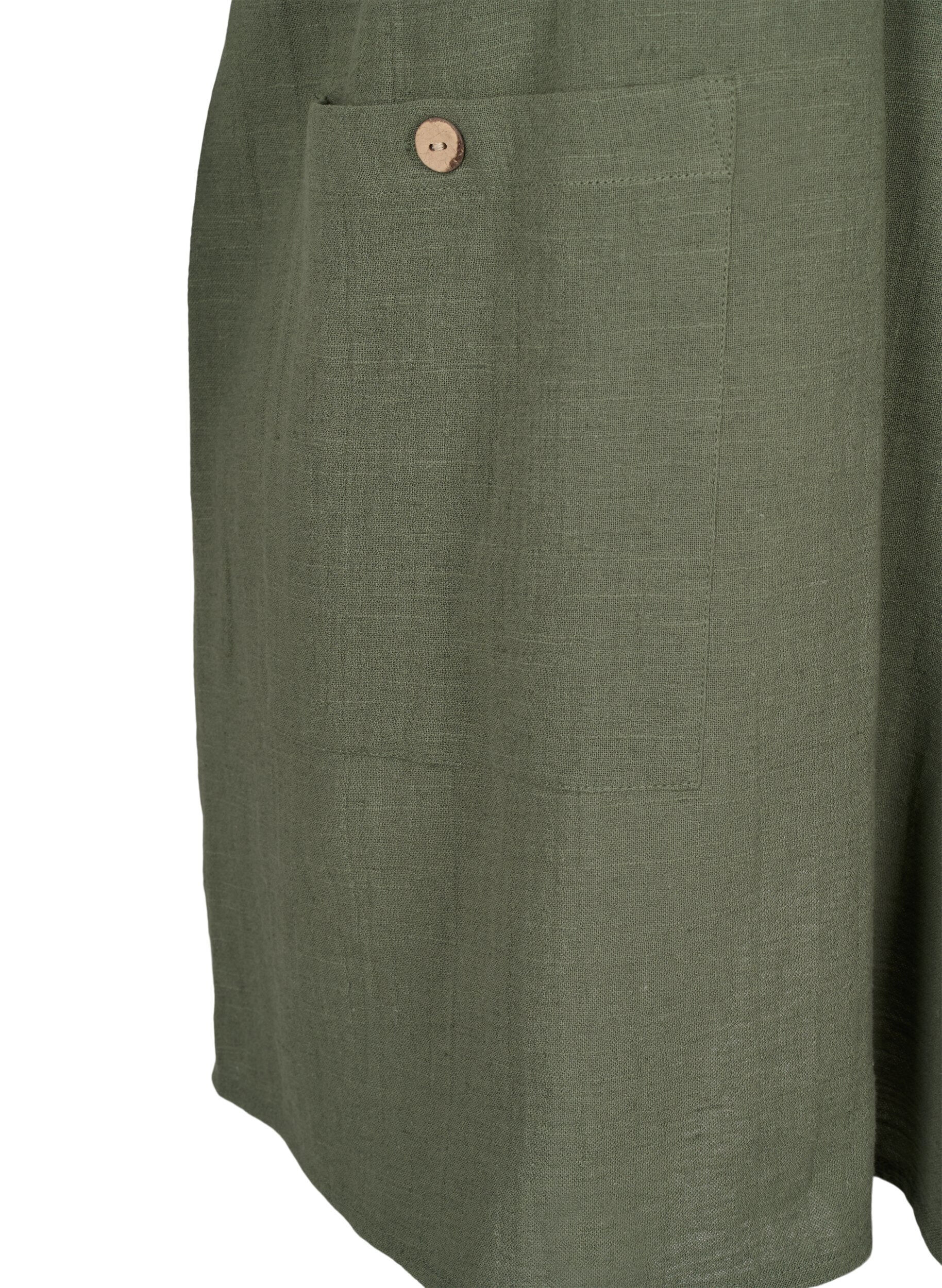 Zizzi Tunika z rekawami 3/4 z mieszanki bawelny i lnu, Thyme, Packshot image number 3