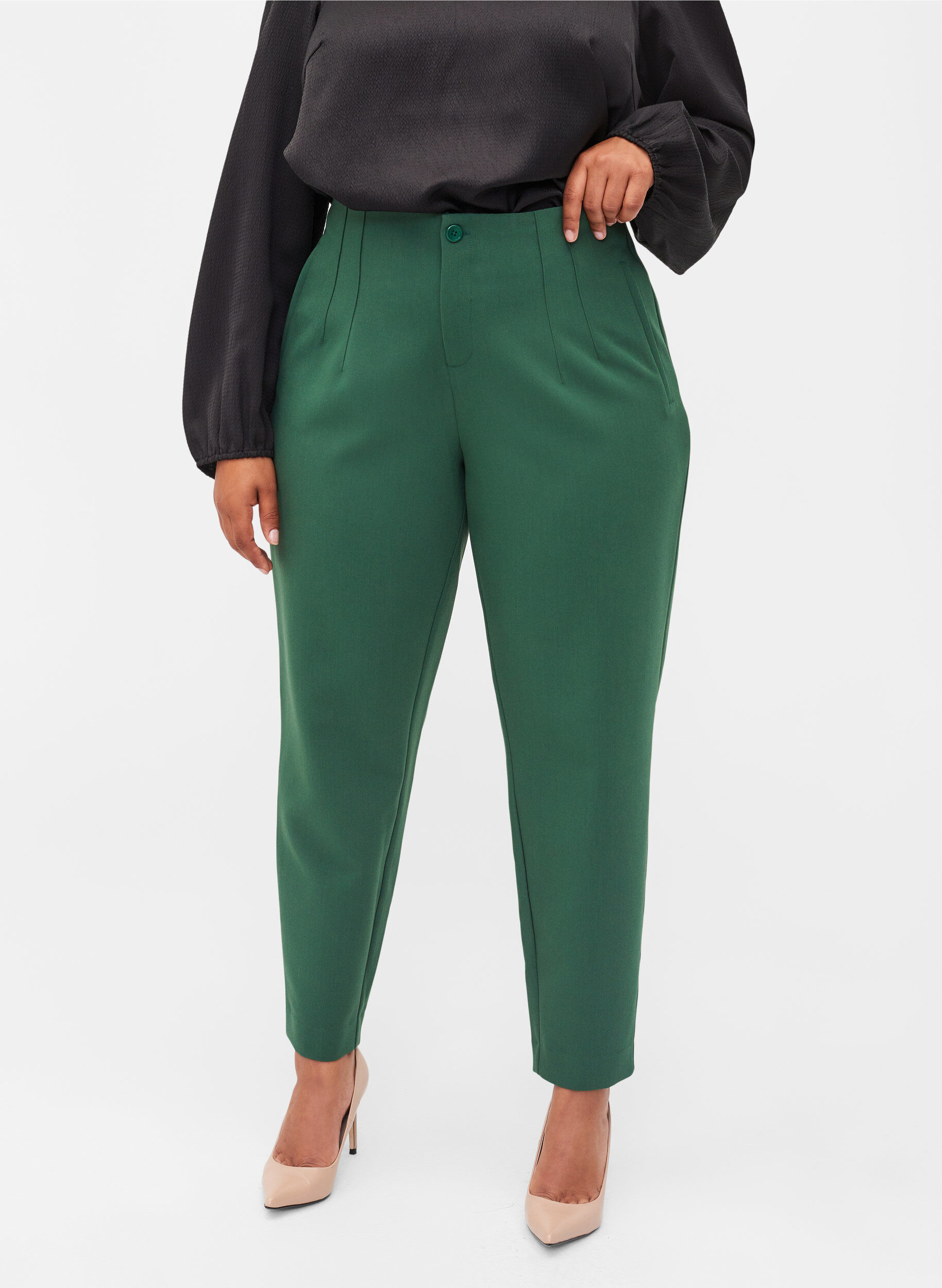 Zizzi Classic high-waisted trousers, Formal Garden, Model image number 2