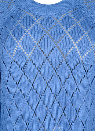 Dzianinowa bluzka z dlugim rekawem i azurowym wzorem, Blue Bonnet, Packshot image number 2