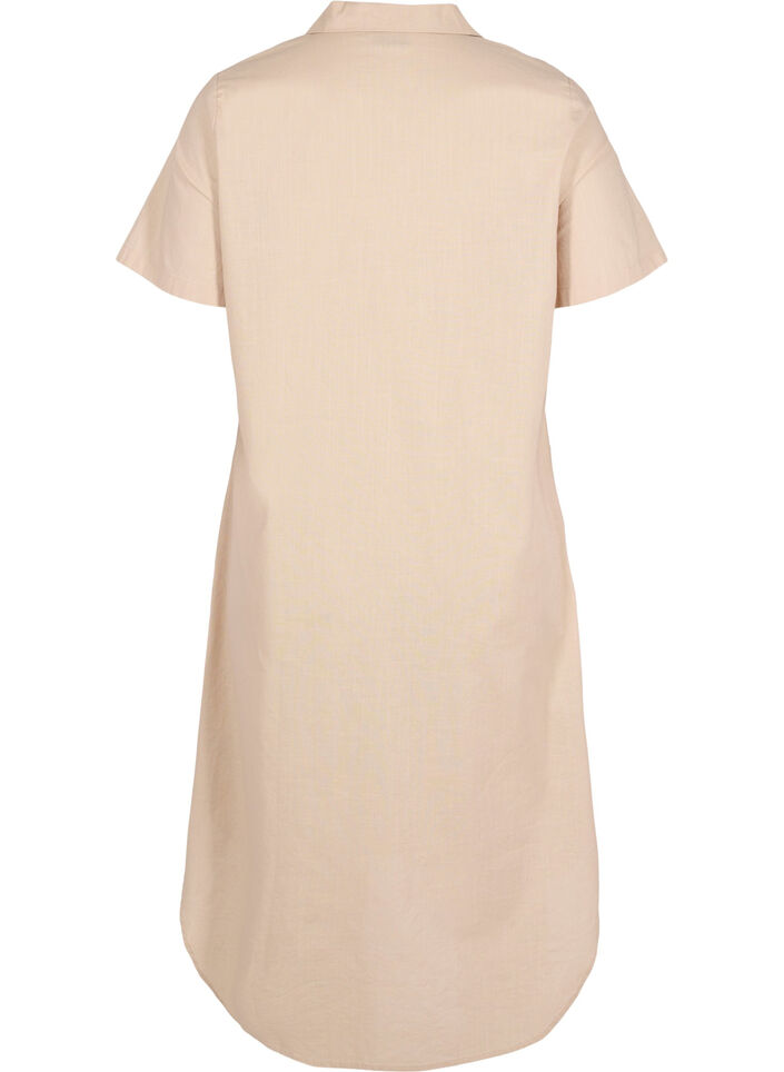 Dluga bawelniana koszula z krótkimi rekawami, Humus, Packshot image number 1