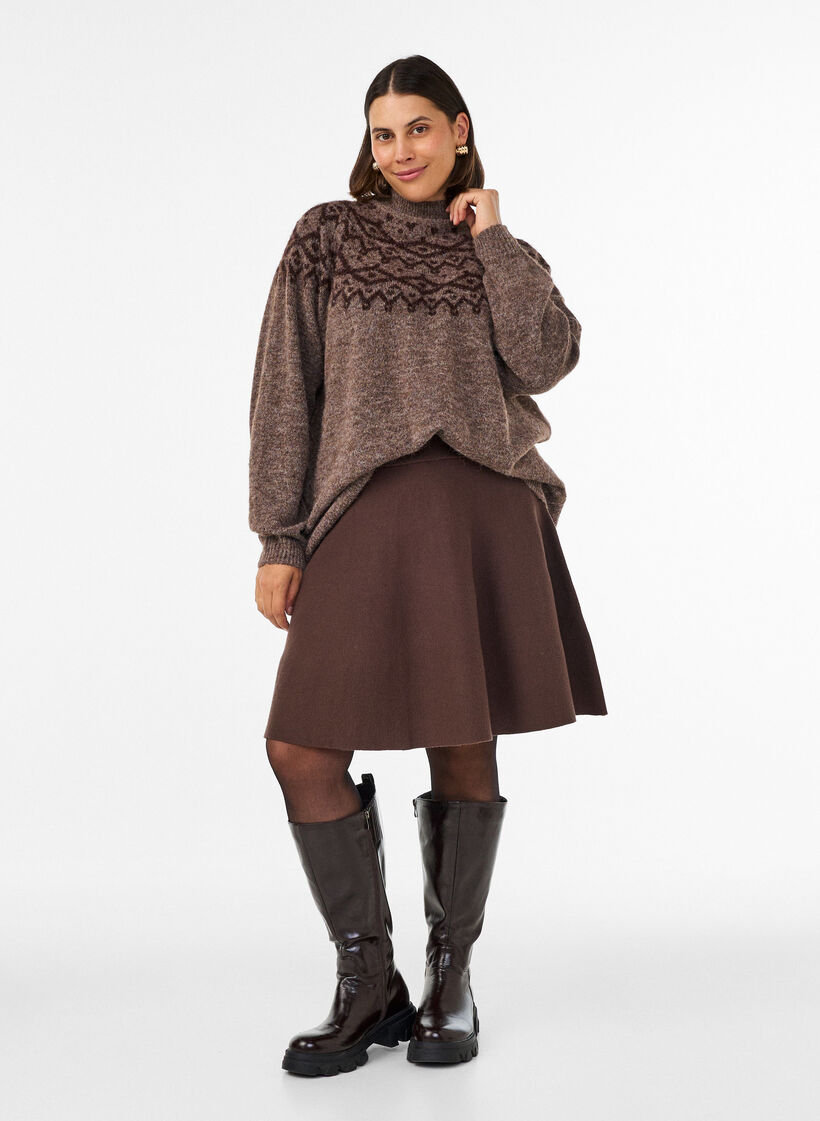 Sweter w norweski wz&oacute;r, Brązowy, Model image number 1