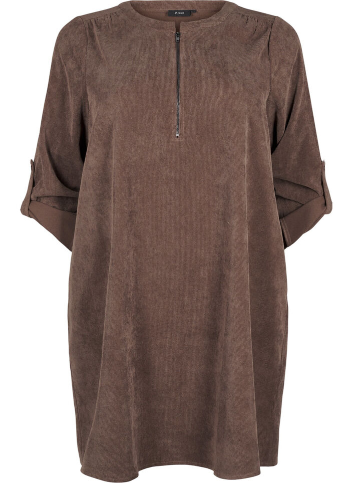 Aksamitna sukienka z suwakiem, Chocolate Martini, Packshot image number 0