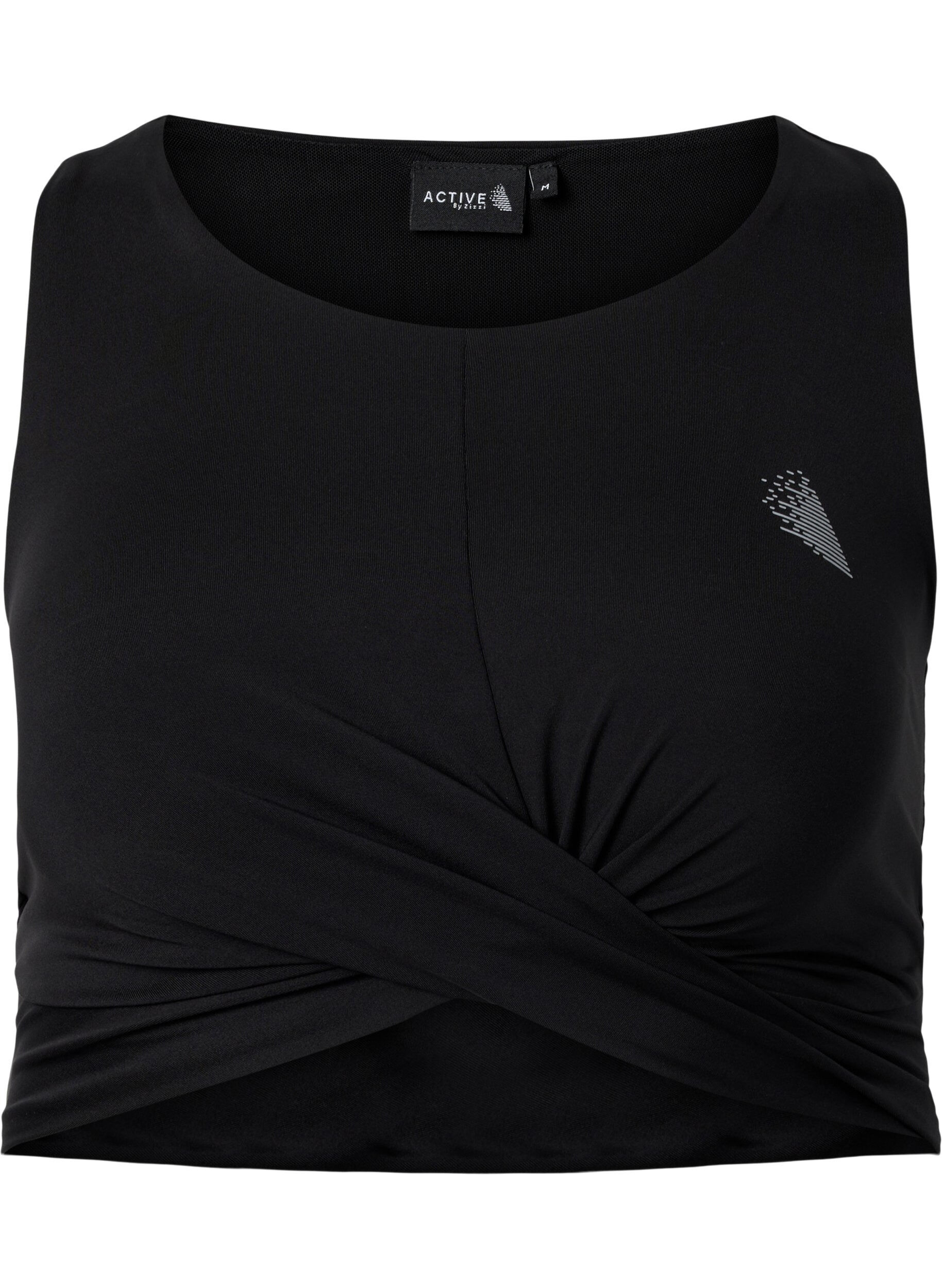 Zizzi Sports bra with cross detail, Black, Packshot image number 0