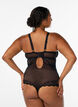 Koronkowe bodystocking z&nbsp;detalami z&nbsp;koronki, Czarne, Model image number 1